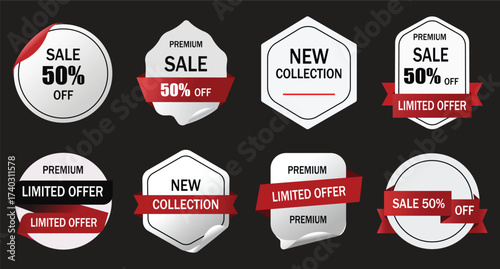 Premium sale badge and discount sticker set – Special Sale Announcement  price cut, discount label, shopping deal, creative design, store,new,