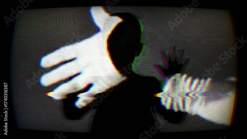 Silhouette of Child Behind Screen With White Mask Creates Myster
