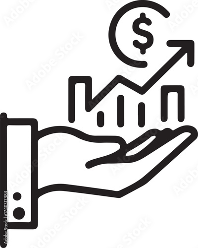 financial money income icon line set dollar arrow cash flow business economy growth signs 

