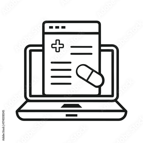 Digital health records and online prescription icon