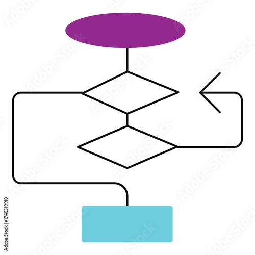 Artificial Intelligence Algorithm Process Flow Vector Icon