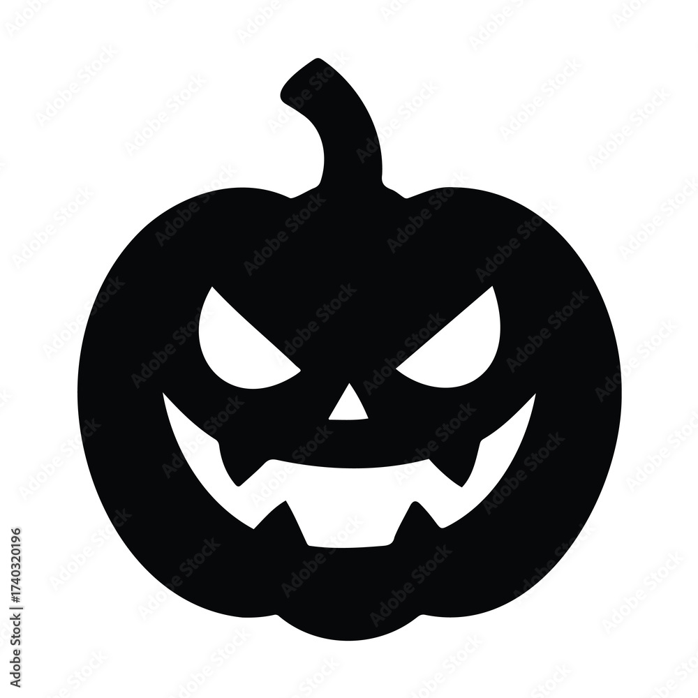 Fototapeta premium Vector art of jackolantern carved pumpkin with a scary face