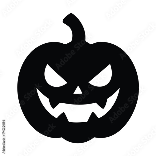 Vector art of jackolantern carved pumpkin with a scary face