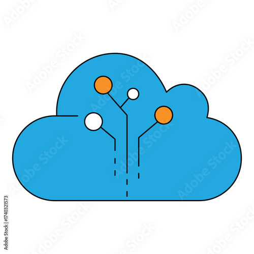 AI Powered Cloud Computing Network Vector Icon