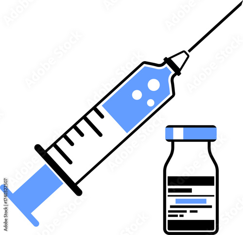 Plastic Medical Syringe and Vial Icon