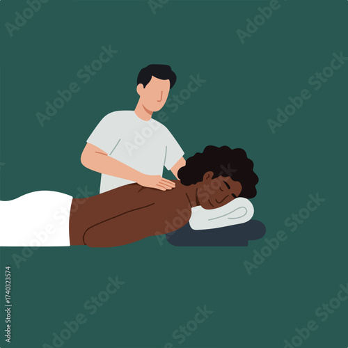 Person receiving a back massage from a therapist on a table