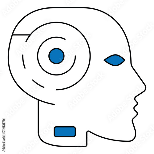 Digital Brain Artificial Intelligence Vector Icon Design