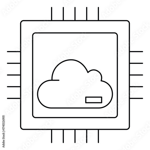 Information Technology Cloud Processing Vector Icon Illustration