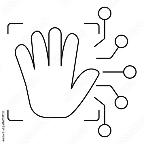 Futuristic AI Hand Motion Sensor Vector Icon