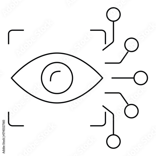 Futuristic AI Eye Movement Tracking Vector Icon