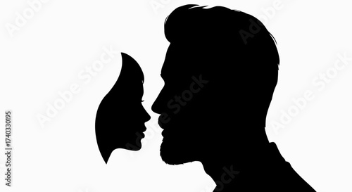 Silhouette of a couple in love: A romantic monochrome illustration with strong contrast