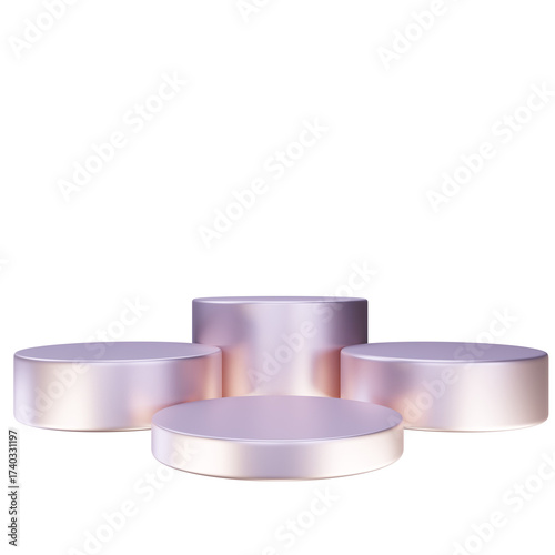 3D Render glossy Podium for product display mock up. 3D Podium elegant style transparent background