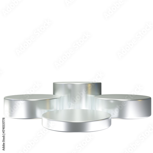 3D Render glossy Podium for product display mock up. 3D Podium elegant style transparent background