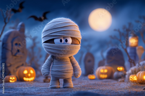 halloween mummy in the graveyard