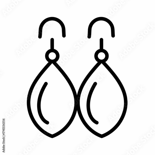 A simple black line icon depicting a pair of elegant teardrop dangle earrings on a white background.