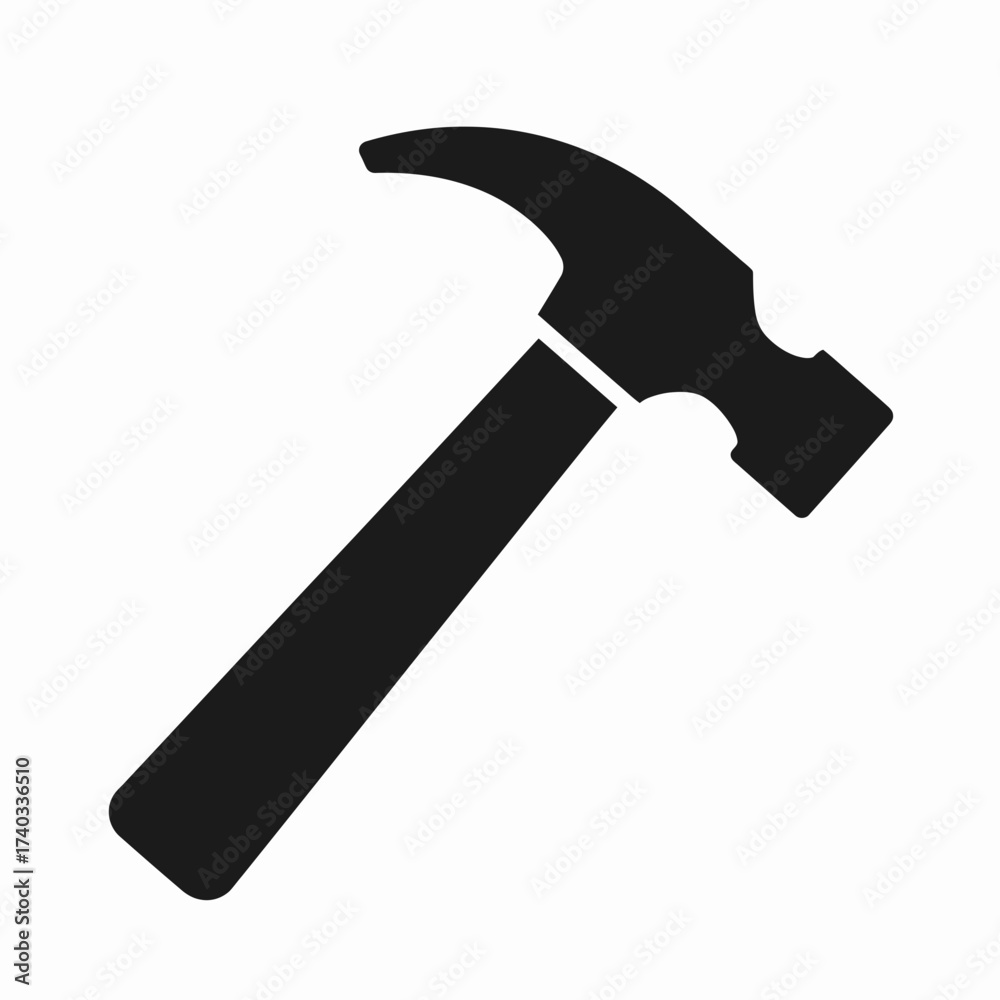 custom made wallpaper toronto digitalA simple black silhouette icon of a claw hammer tool isolated on a white background.