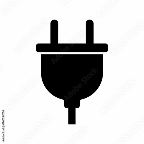 Black and white image of an electrical plug, commonly used for power.
