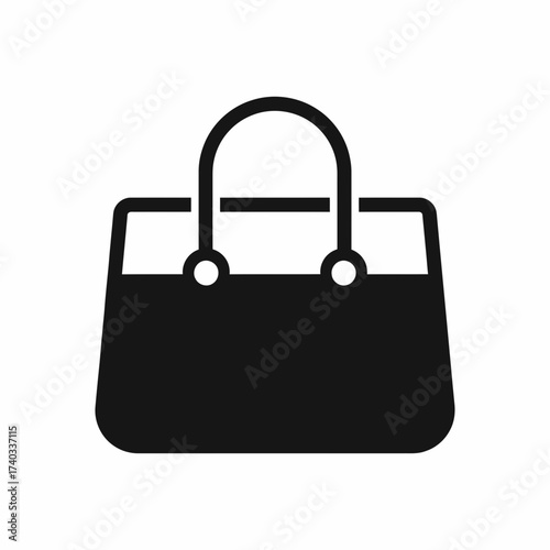 Black silhouette of a handbag with handles on a white background.