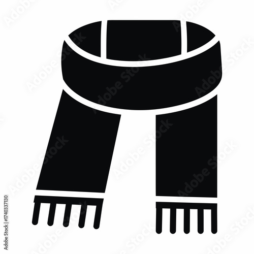 A simple black icon representing a scarf with tassels on the ends.