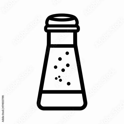 A simple line drawing of a salt shaker, depicting the container with a cap and contents.