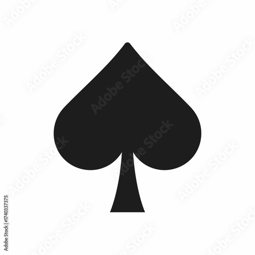 A simple, bold, black spade symbol on a white background.