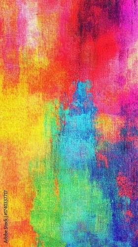 Abstract Art with Vibrant Colors on Canvas, Expressive Texture and Bold Strokes,  A Symphony of Hues