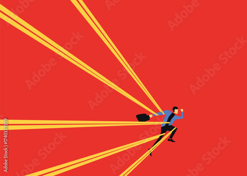 The concept of struggle, limitations, and traps or challenges. Not being given the freedom to be creative. Stock illustration