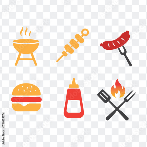 Vector Icons for BBQ, Grilling, and Summer Cookouts.