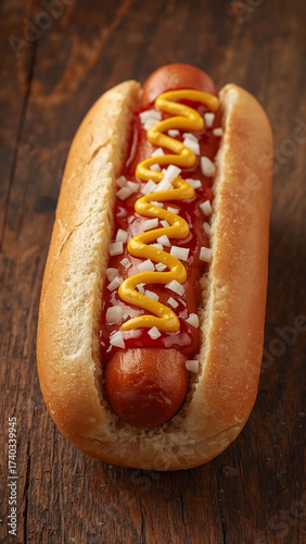 hotdog with sausage and sauce