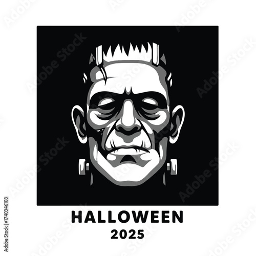Frankensteins monster head with HALLOWEEN 2025 text below