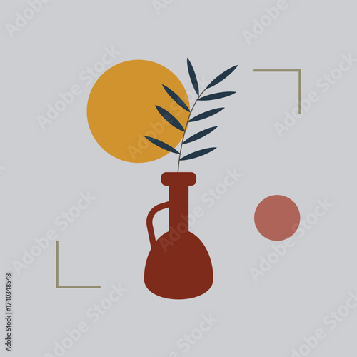 A modern arrangement that blends flowers and geometric abstraction: a vase in warm colors highlights the uniqueness of nature in a simple and elegant design.