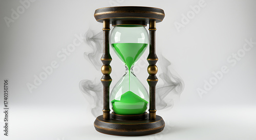 Haunted hourglass with glowing sand, eerie and unexpected Halloween decoration.