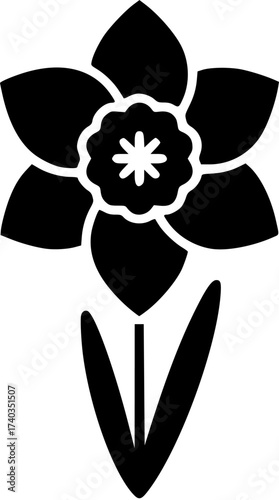 flower daffodil glyph flat vector icon
