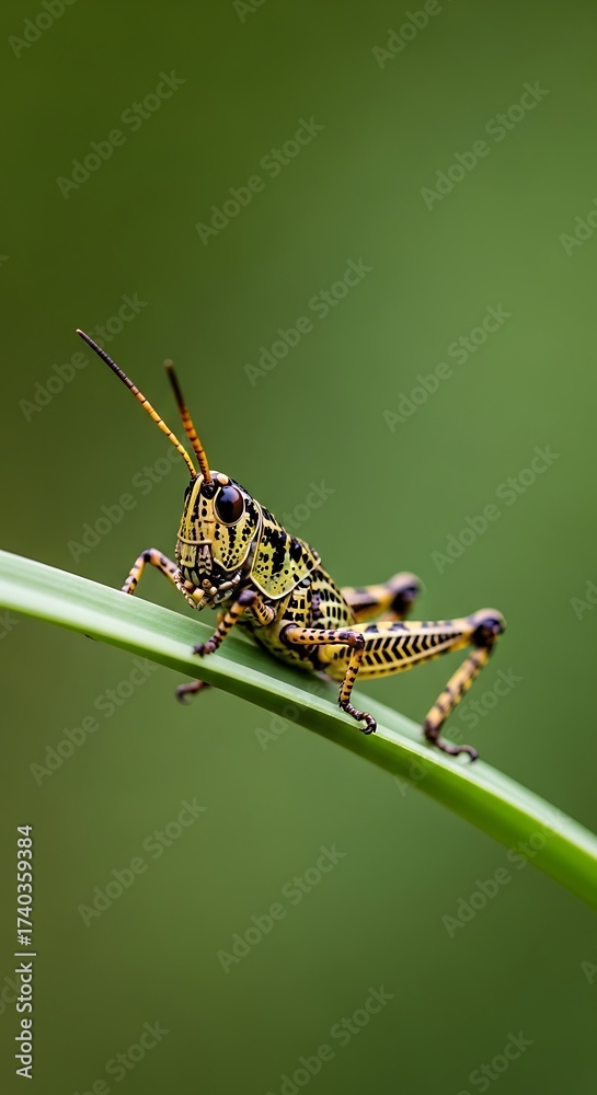 Fototapeta premium Grasshopper on a Blade of Grass.