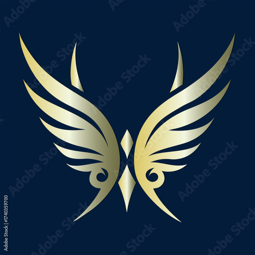 Golden Wing Logo Design Vector Illustration