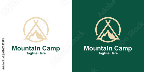 Mountain Camp Logo – Outdoor Adventure and Nature Exploration Symbol