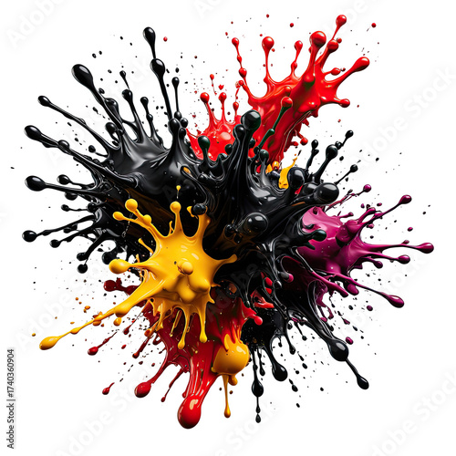 Colorful paint splash explosion against a dark black background