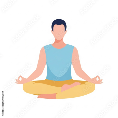 Flat Design Illustration of a Man in Lotus Yoga Pose.eps