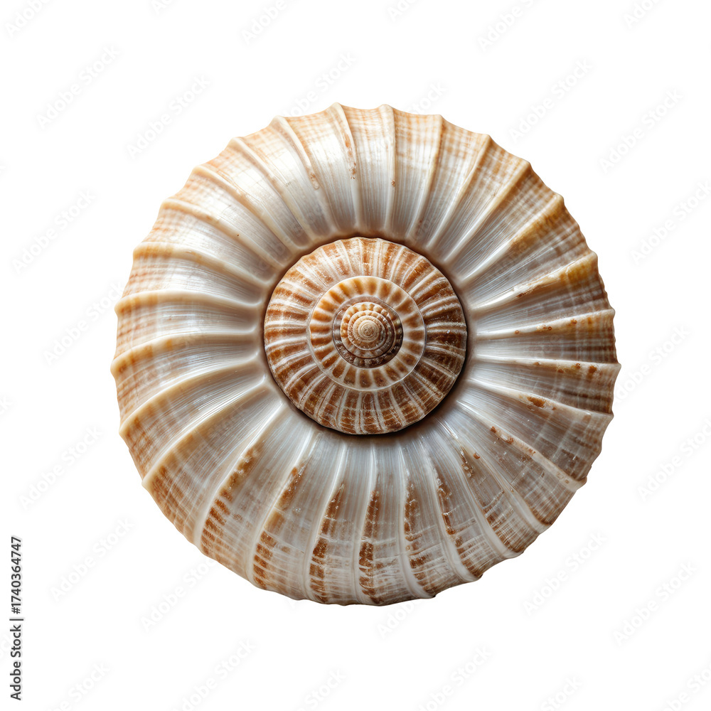 Obraz premium Detailed close-up of a spiral seashell on a black background