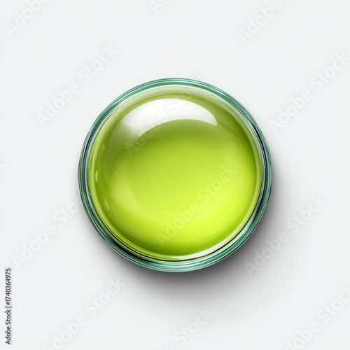 Green glass round button icon on white background