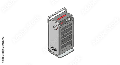 Illustration of a futuristic portable air conditioner design for modern homes