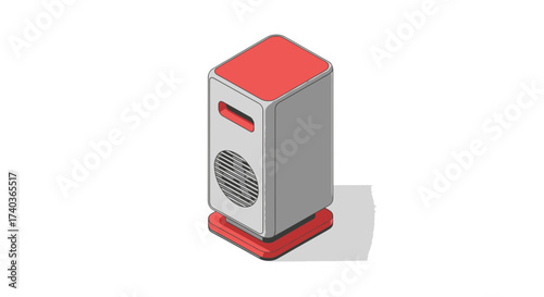 Isometric Illustration of a Modern Space Heater with Clean Design Features