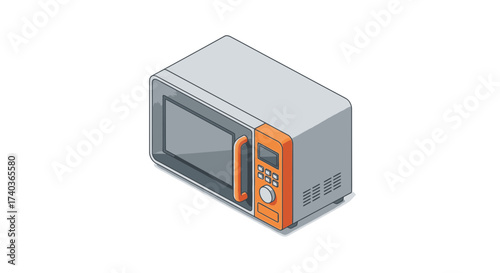Isometric modern microwave oven appliance for kitchen cooking use