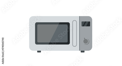 Minimalist gray microwave oven appliance design on isolated background