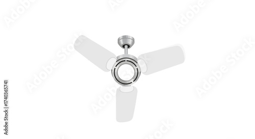 Minimalist ceiling fan illustration with a contemporary silver and white style