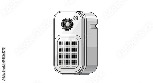 Modern and minimal illustration of a sleek air purifier technology