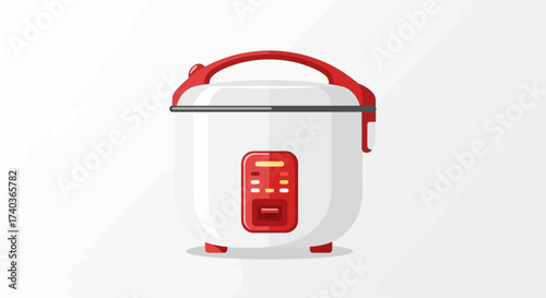 Modern and minimalist vector art style illustration of a rice cooker