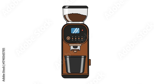 Modern Automatic Coffee Grinder with Digital Display and Bean Hopper