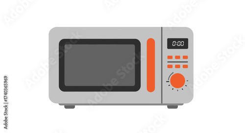 Modern kitchen microwave oven appliance isolated on white background
