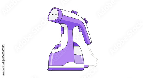 Modern purple garment steamer illustration for clothes and fabrics care